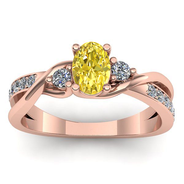 Inel de logodna cu safir galben oval