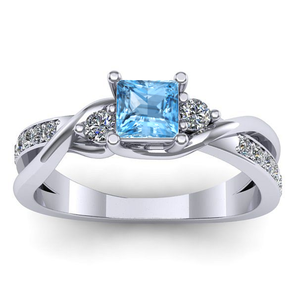 Inel cu topaz blue patrat