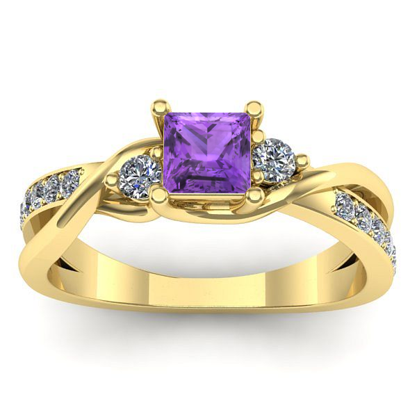 Inel de logodna cu ametist patrat