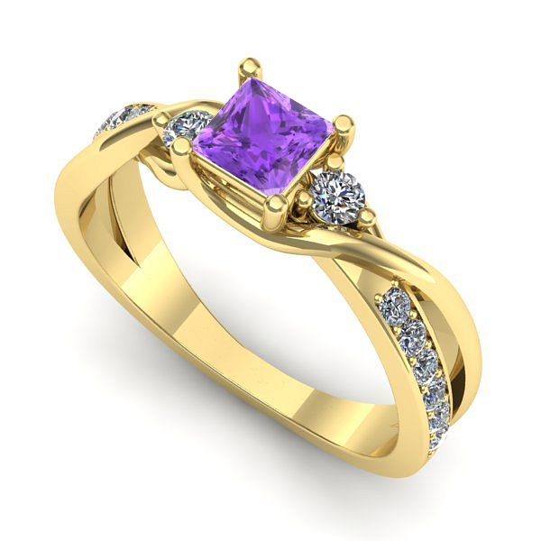 Inel din aur galben cu ametist