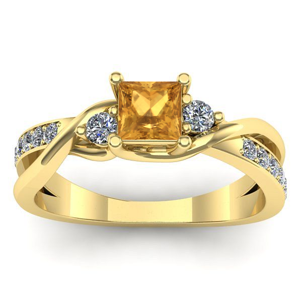 Inel de logodna cu citrin patrat
