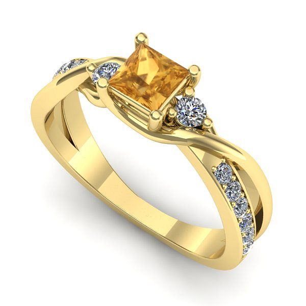 Inel din aur galben cu citrin