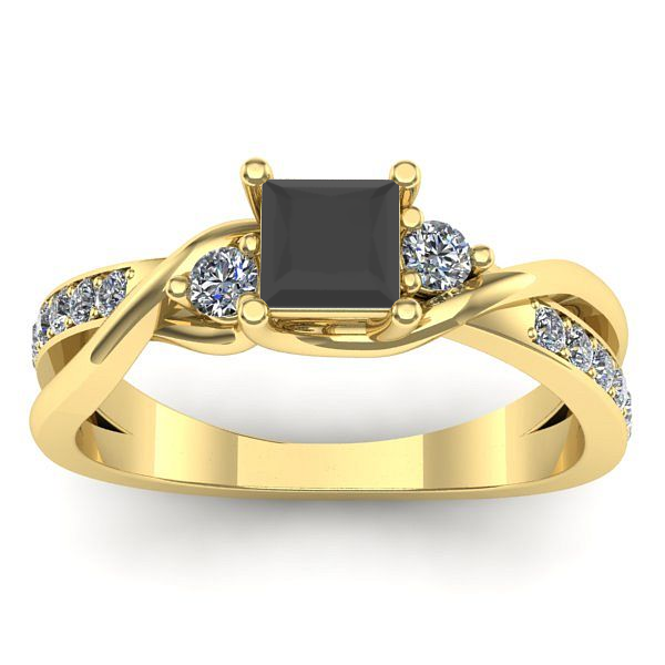 Inel cu diamant negru patrat