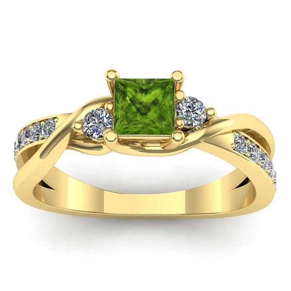 Inel logodna cu peridot patrat