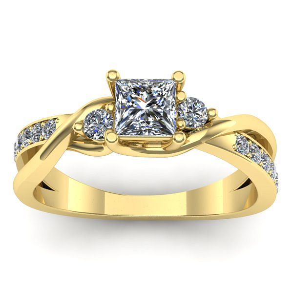 Inel de logodna cu safir alb patrat