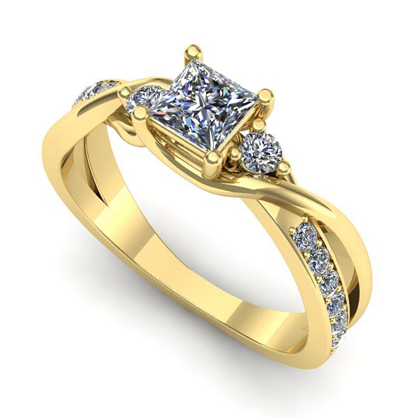 Inel de logodna din aur galben cu safir alb