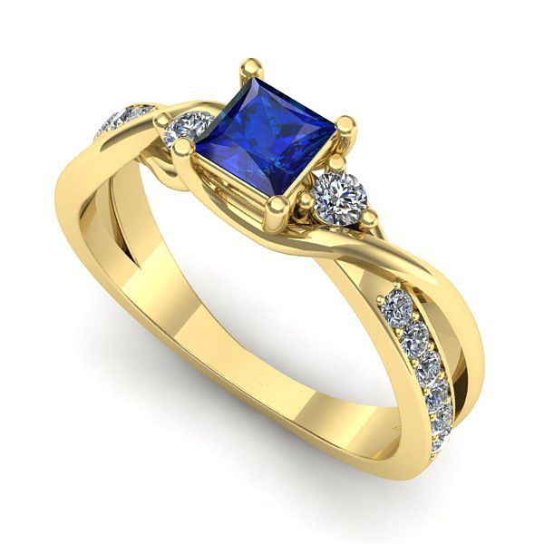 Inel de logodna din aur galben cu safir