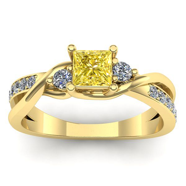 Inel cu safir galben patrat