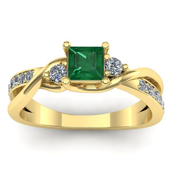 Inel cu smarald patrat