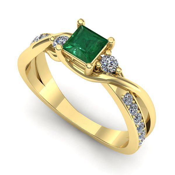 Inel din aur galben cu smarald