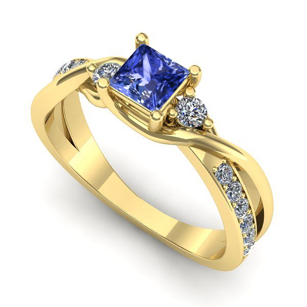 Inel de logodna din aur galben cu tanzanit