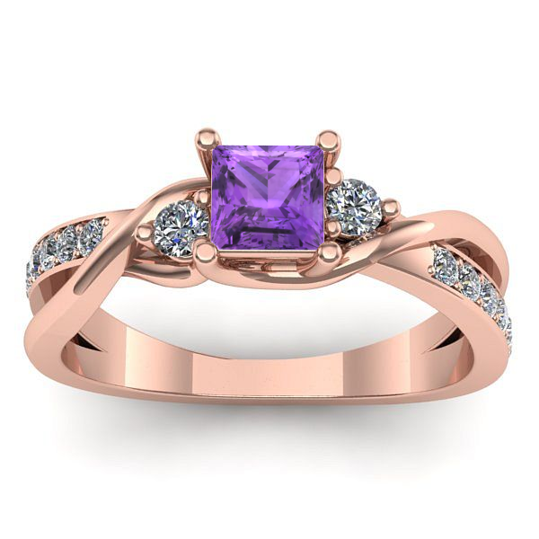 Inel de logodna cu ametist patrat