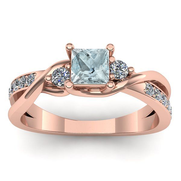 Inel de logodna cu aquamarin patrat