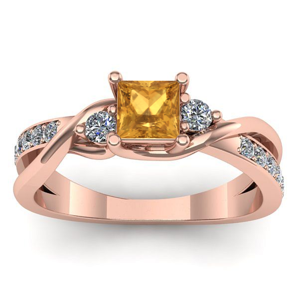 Inel logodna cu citrin patrat