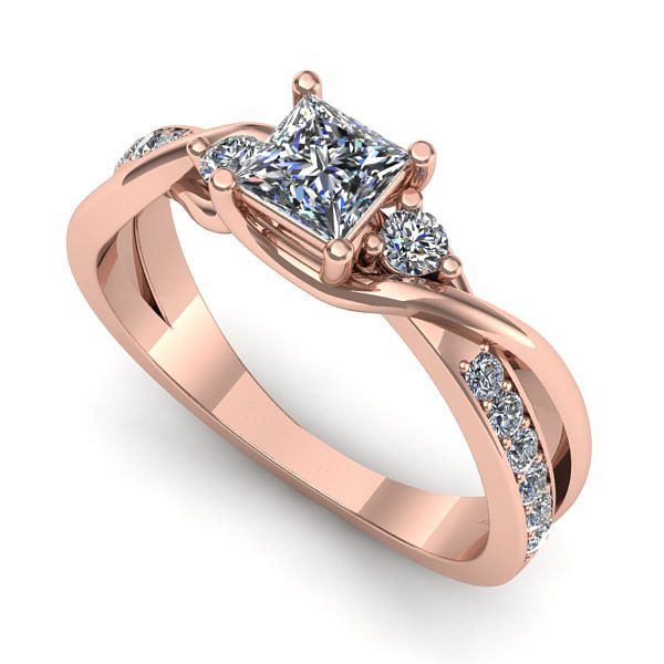 Inel din aur roz cu diamant