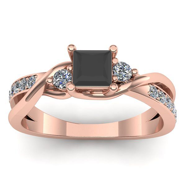 Inel cu diamant negru patrat
