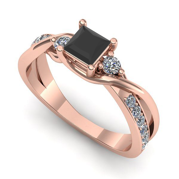 Inel din aur roz cu diamant negru