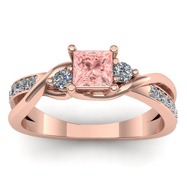 Inel logodna cu diamant de laborator roz patrat