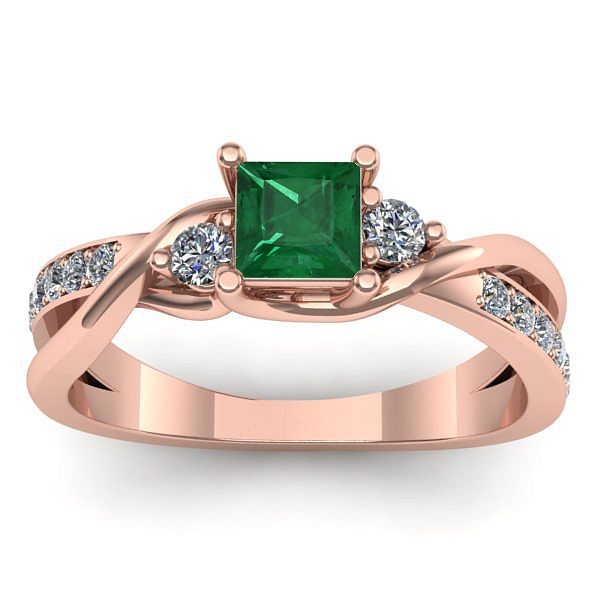 Inel de logodna cu smarald patrat