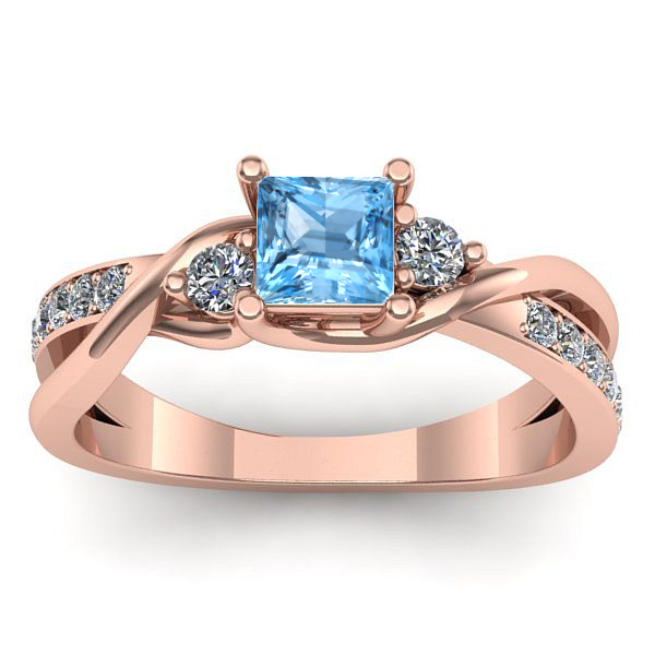 Inel cu topaz blue patrat