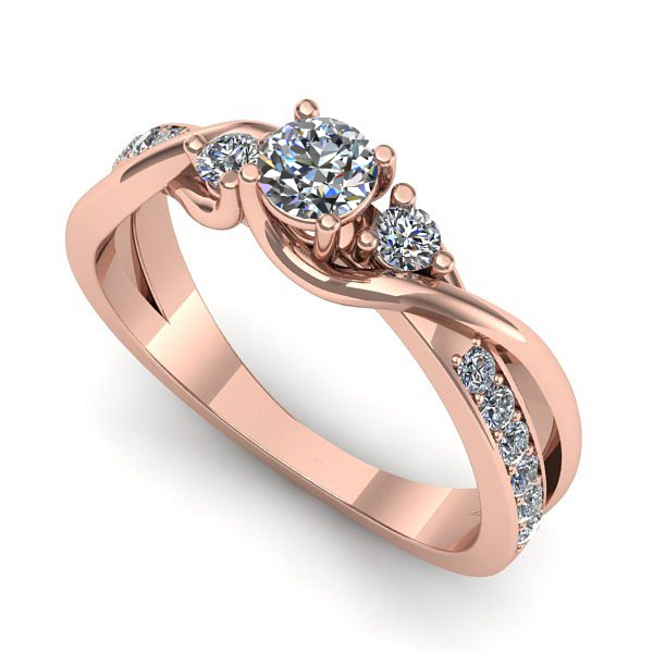 Inel din aur roz cu diamant