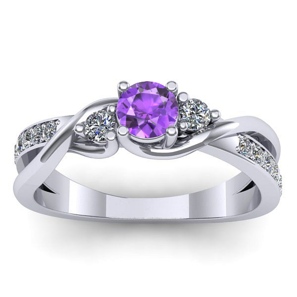 Inel logodna cu ametist rotund