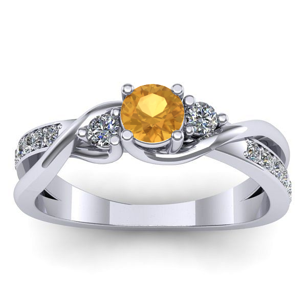 Inel cu citrin rotund