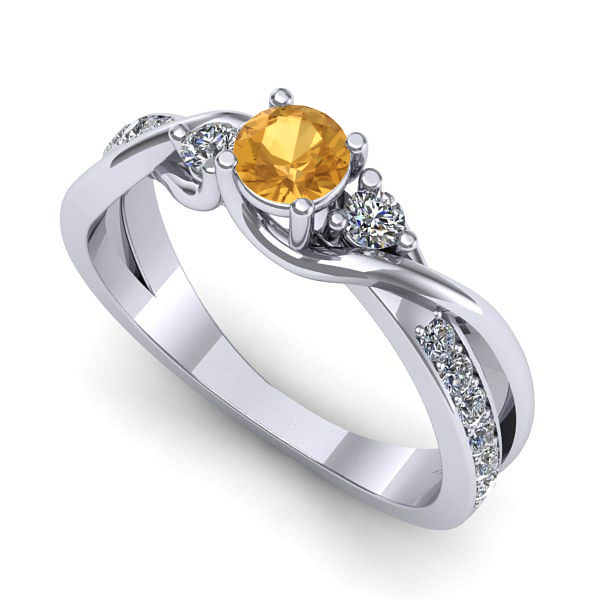 Inel de logodna din aur alb cu citrin