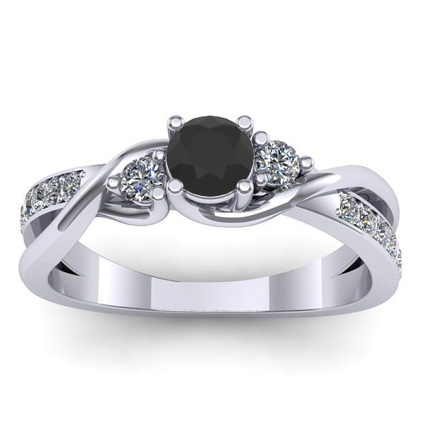 Inel cu diamant negru rotund