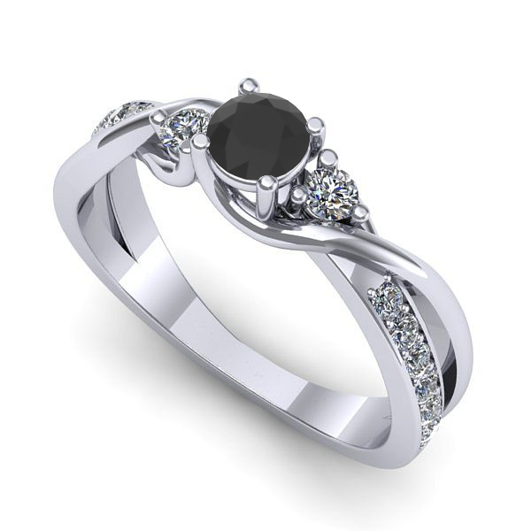 Inel logodna din aur alb cu diamant negru