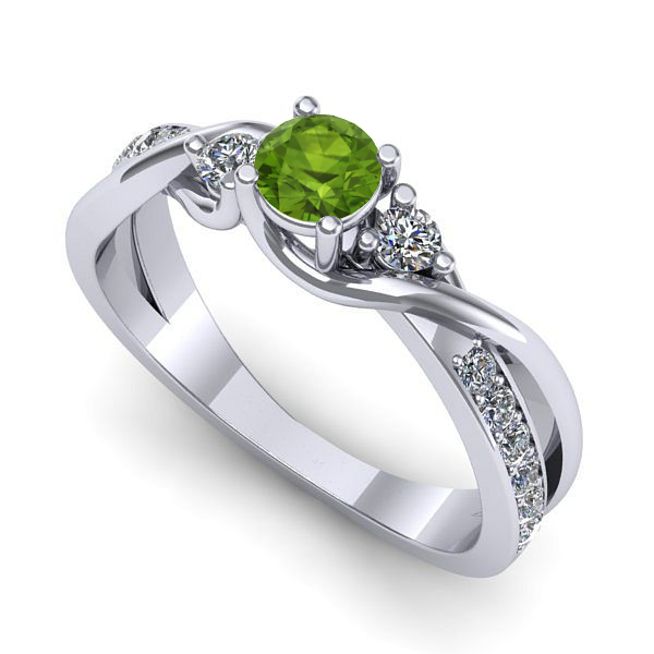 Inel din aur alb cu peridot