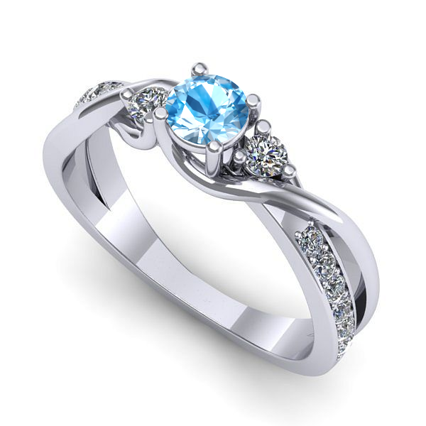 Inel de logodna din aur alb cu topaz blue