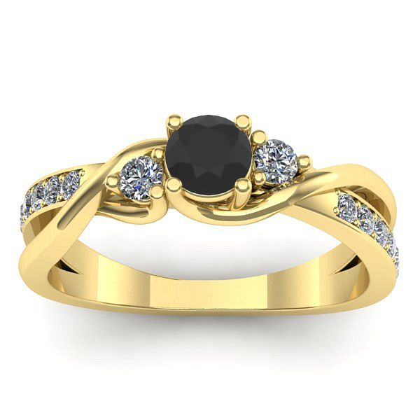 Inel de logodna cu diamant negru rotund