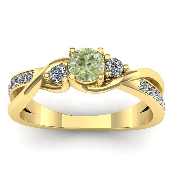 Inel cu diamant de laborator verde rotund
