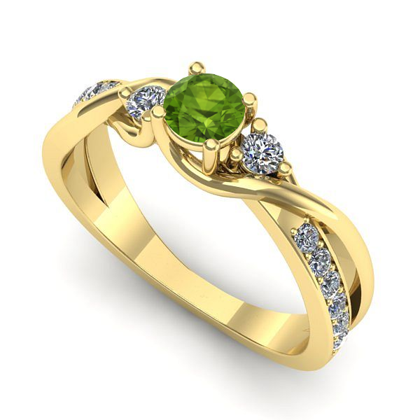 Inel din aur galben cu peridot
