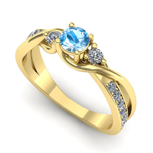 Inel de logodna din aur galben cu topaz blue