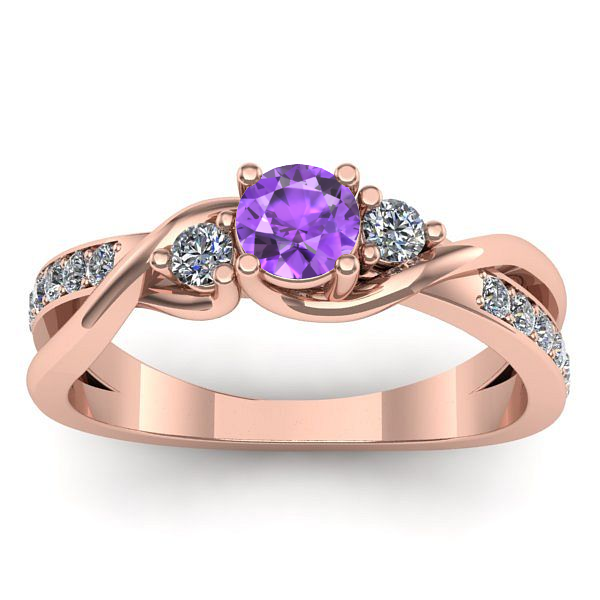 Inel logodna cu ametist rotund