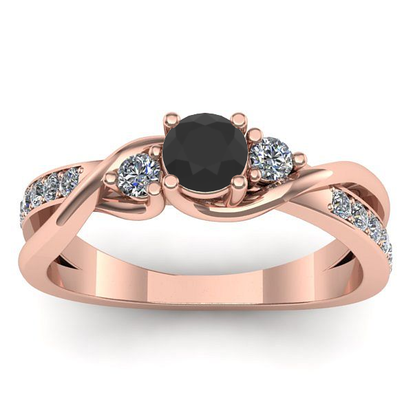 Inel de logodna cu diamant negru rotund