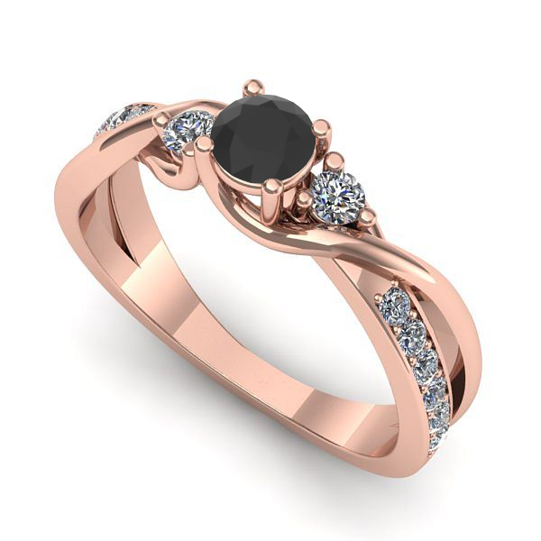 Inel logodna din aur roz cu diamant negru