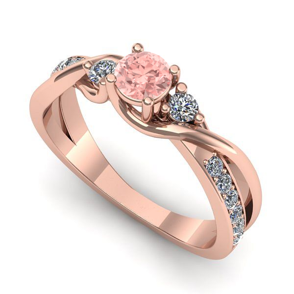 Inel logodna din aur roz cu diamant de laborator roz