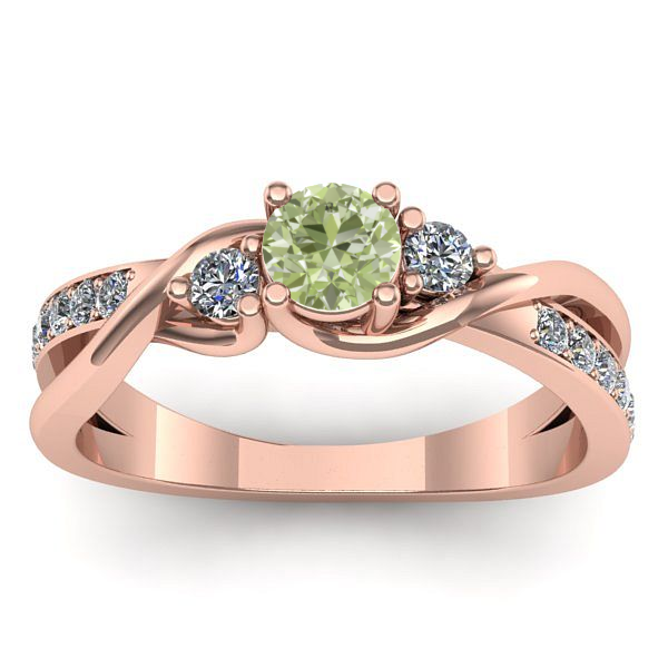 Inel de logodna cu diamant de laborator verde rotund