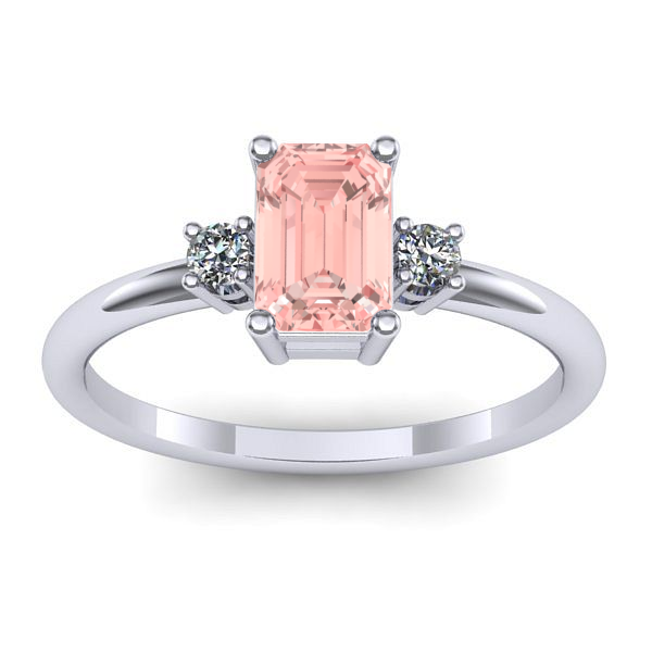 Inel cu diamant de laborator roz dreptunghiular