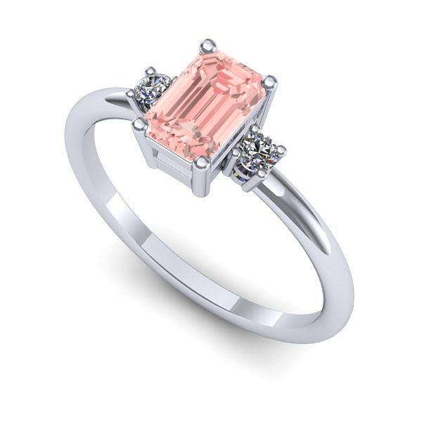 Inel logodna din aur alb cu diamant de laborator roz