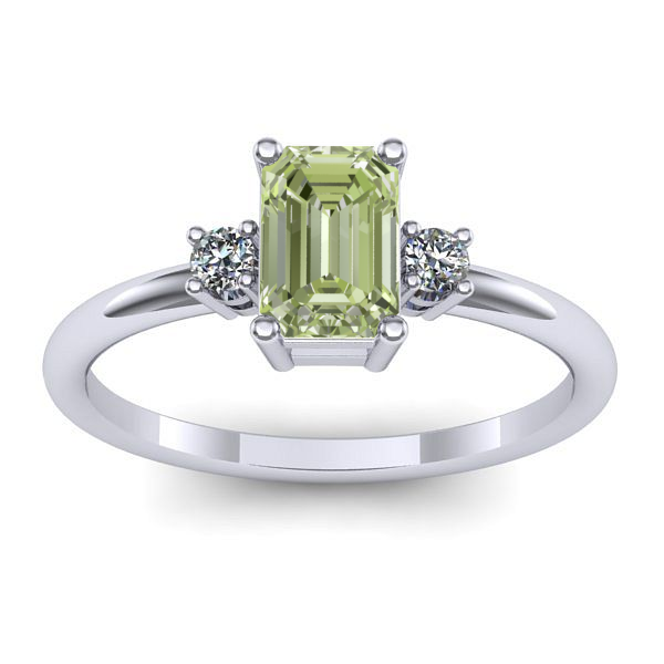 Inel cu diamant de laborator verde dreptunghiular