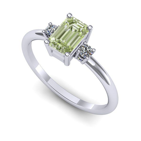 Inel de logodna din aur alb cu diamant de laborator verde