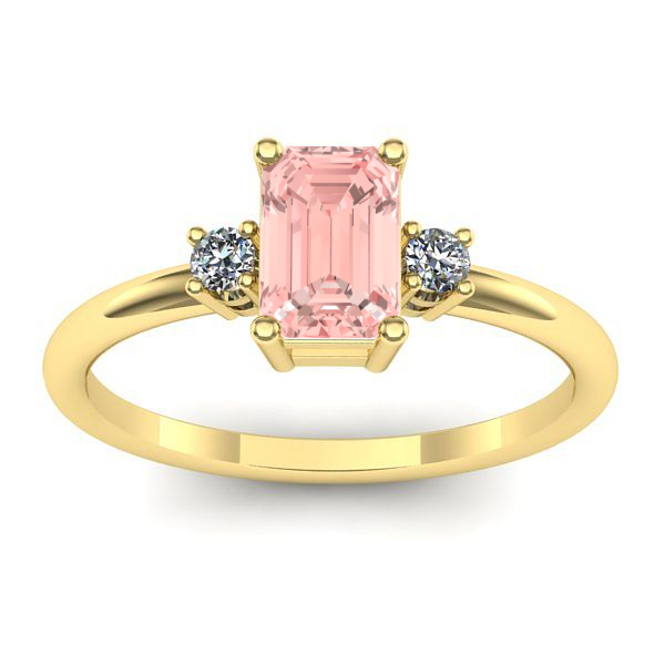 Inel cu diamant de laborator roz dreptunghiular