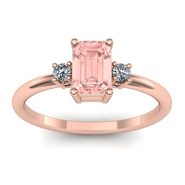 Inel logodna cu diamant de laborator roz dreptunghiular