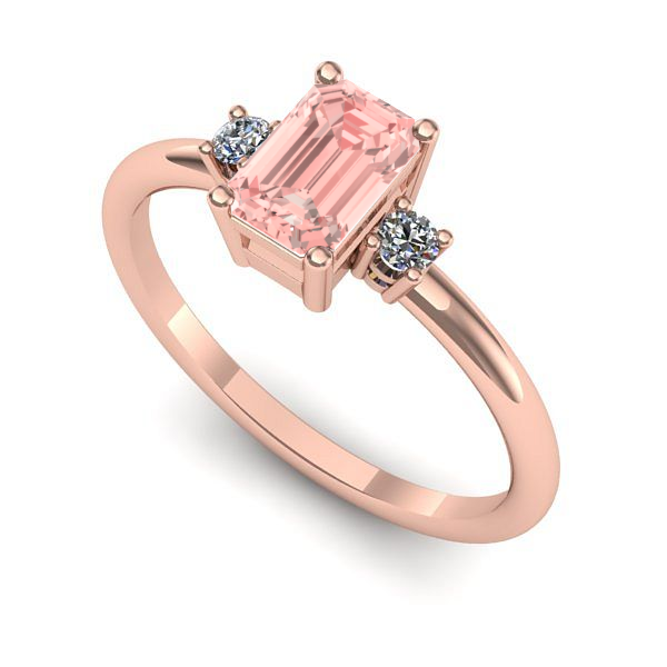 Inel logodna din aur roz cu diamant de laborator roz