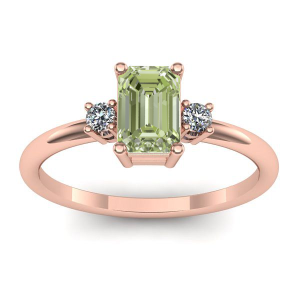 Inel de logodna cu diamant de laborator verde dreptunghiular