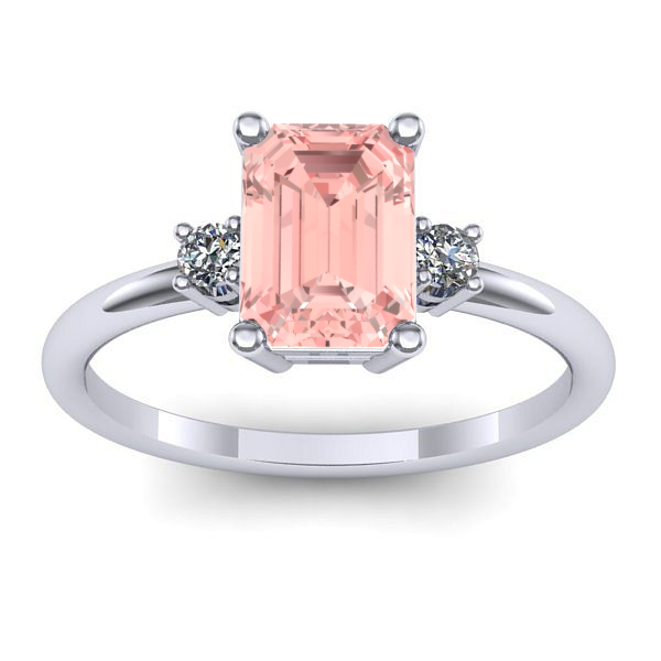 Inel logodna cu diamant de laborator roz dreptunghiular